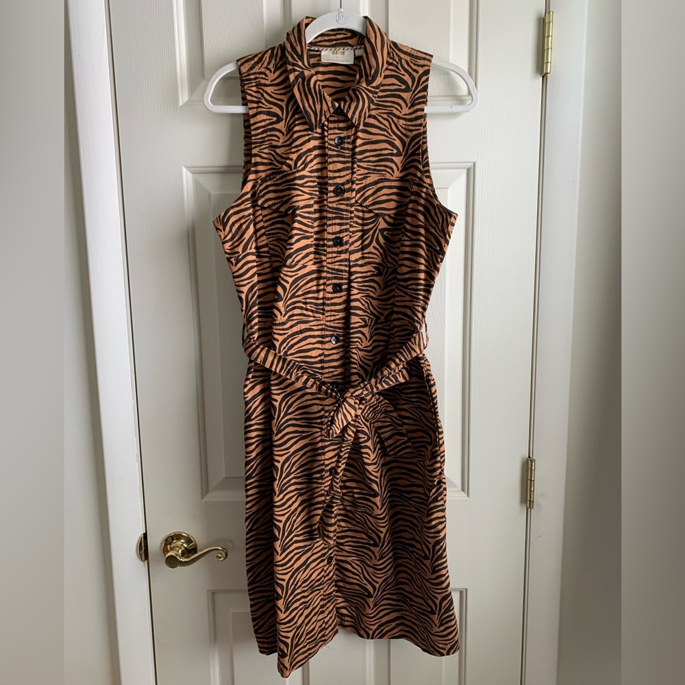 NWT Anthropologie Maeve Tigressa Size 10 Safari Tiger Print Animal Shirt Dress